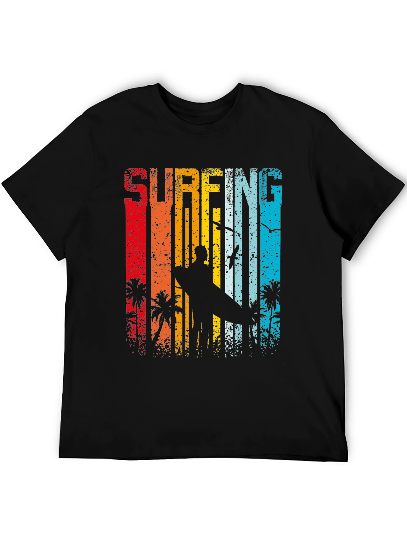Retro Surfing Graphic Tee - Black