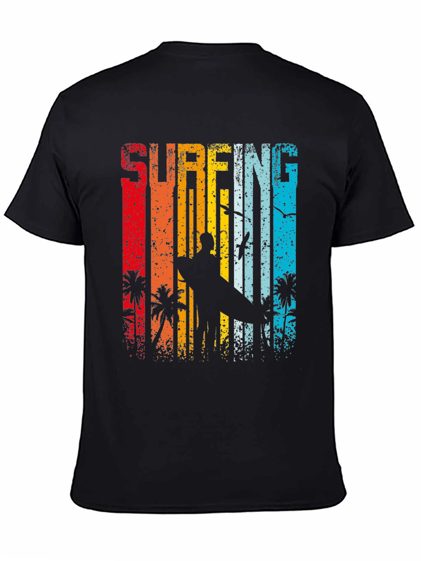 Retro Surfing Graphic Tee - Black