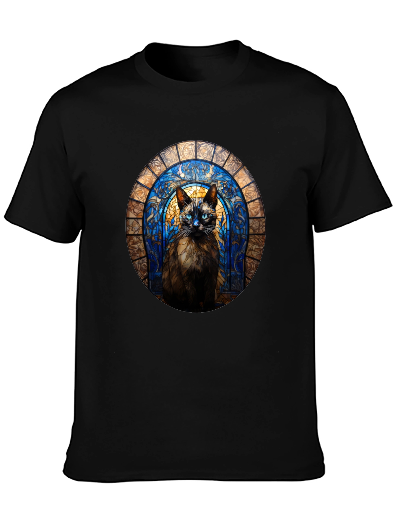 Stained Glass Cat T-Shirt - Unique Art Tee