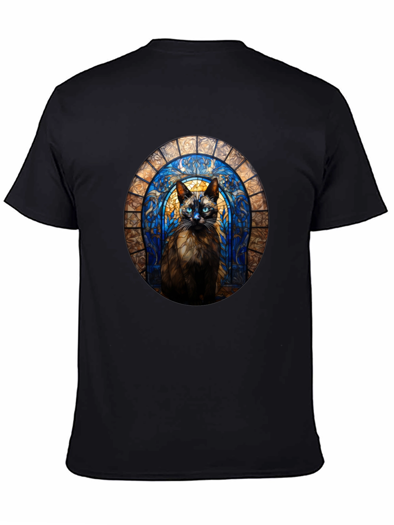 Stained Glass Cat T-Shirt - Unique Art Tee
