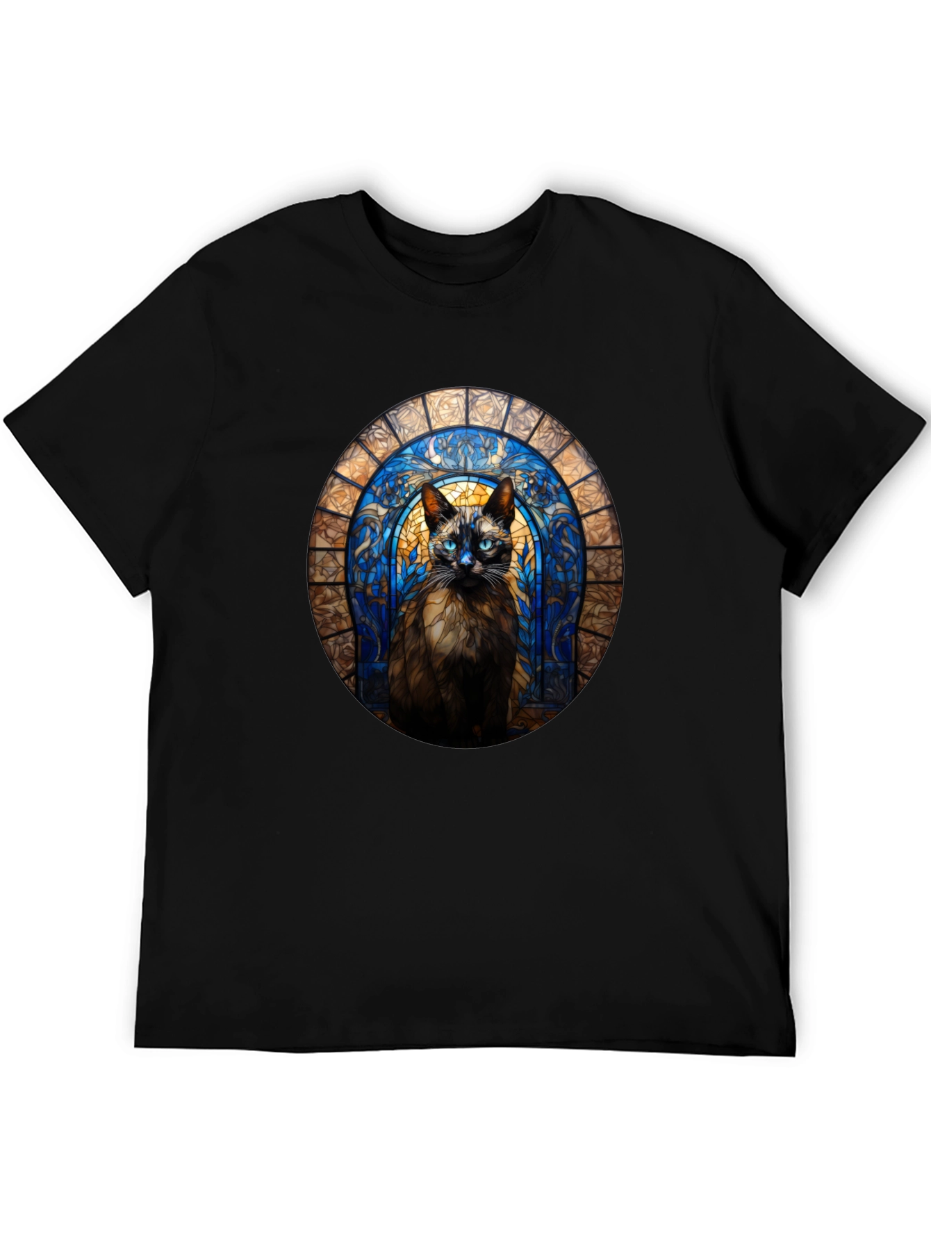 Stained Glass Cat T-Shirt - Unique Art Tee