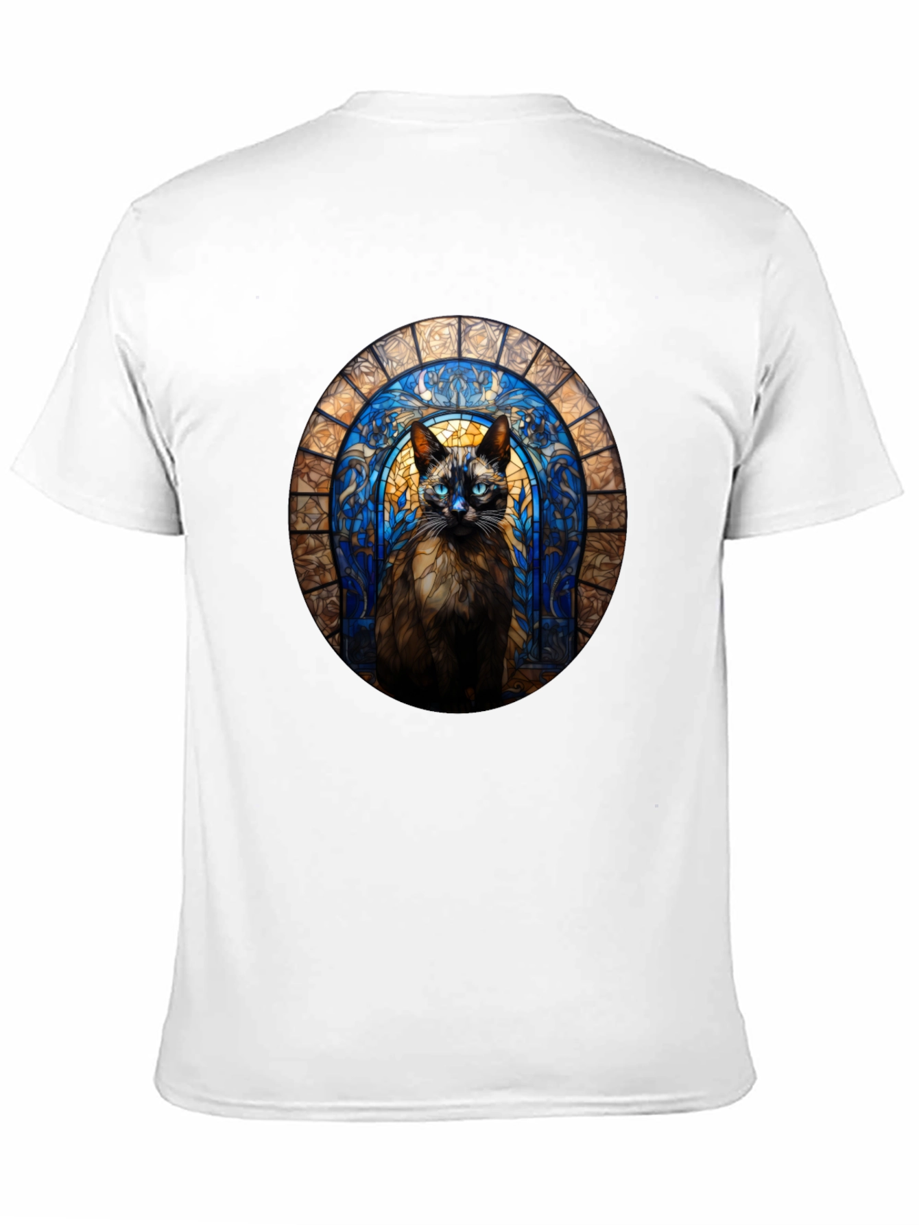 Stained Glass Cat T-Shirt - Unique Art Tee