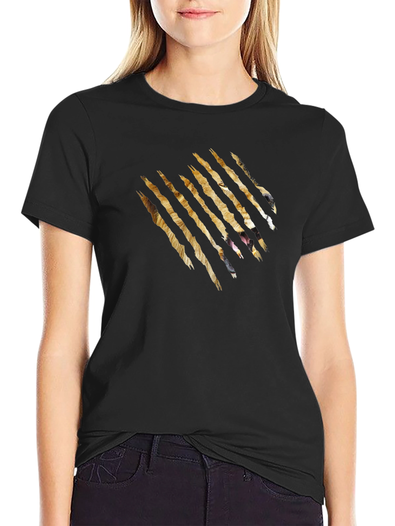 Black T-Shirt with Tiger Claw Design