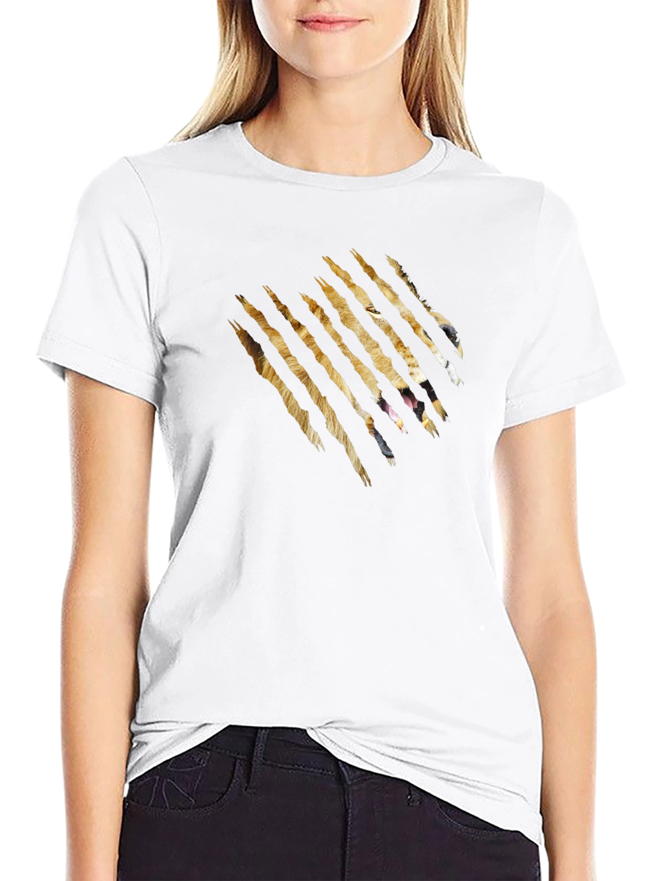 Black T-Shirt with Tiger Claw Design