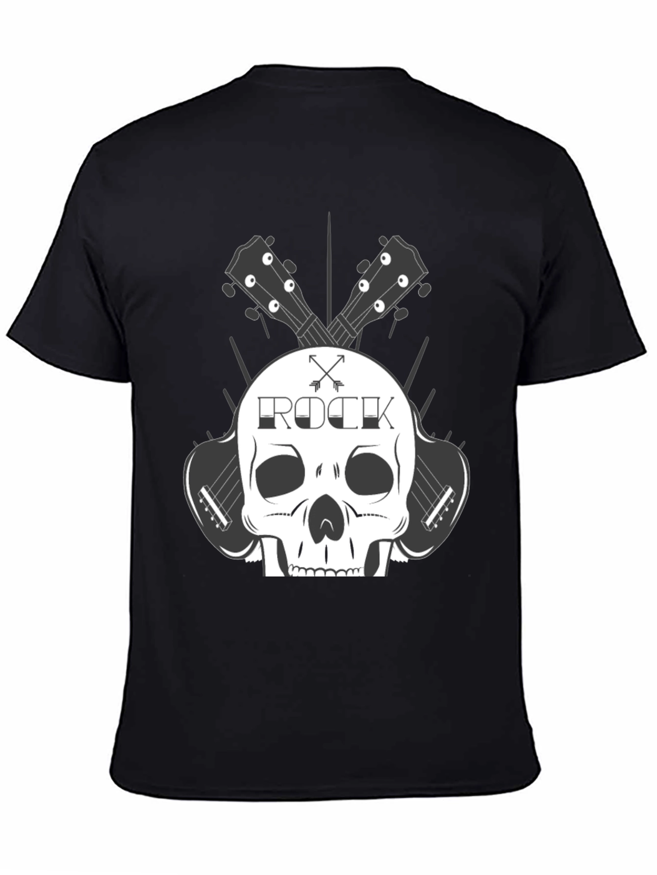 Rock Skull Guitar T-Shirt - Black