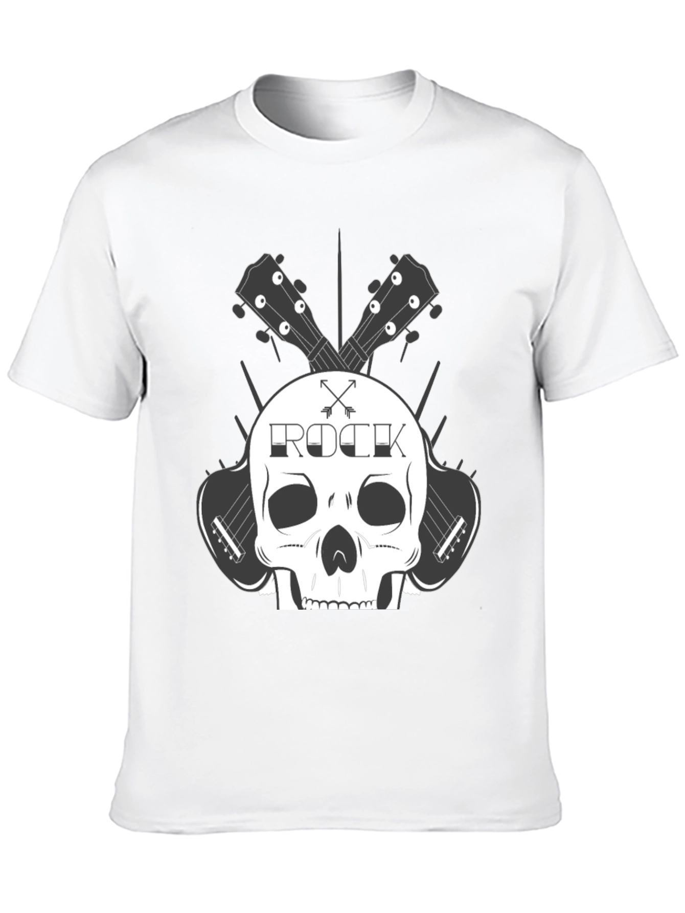 Rock Skull Guitar T-Shirt - Black