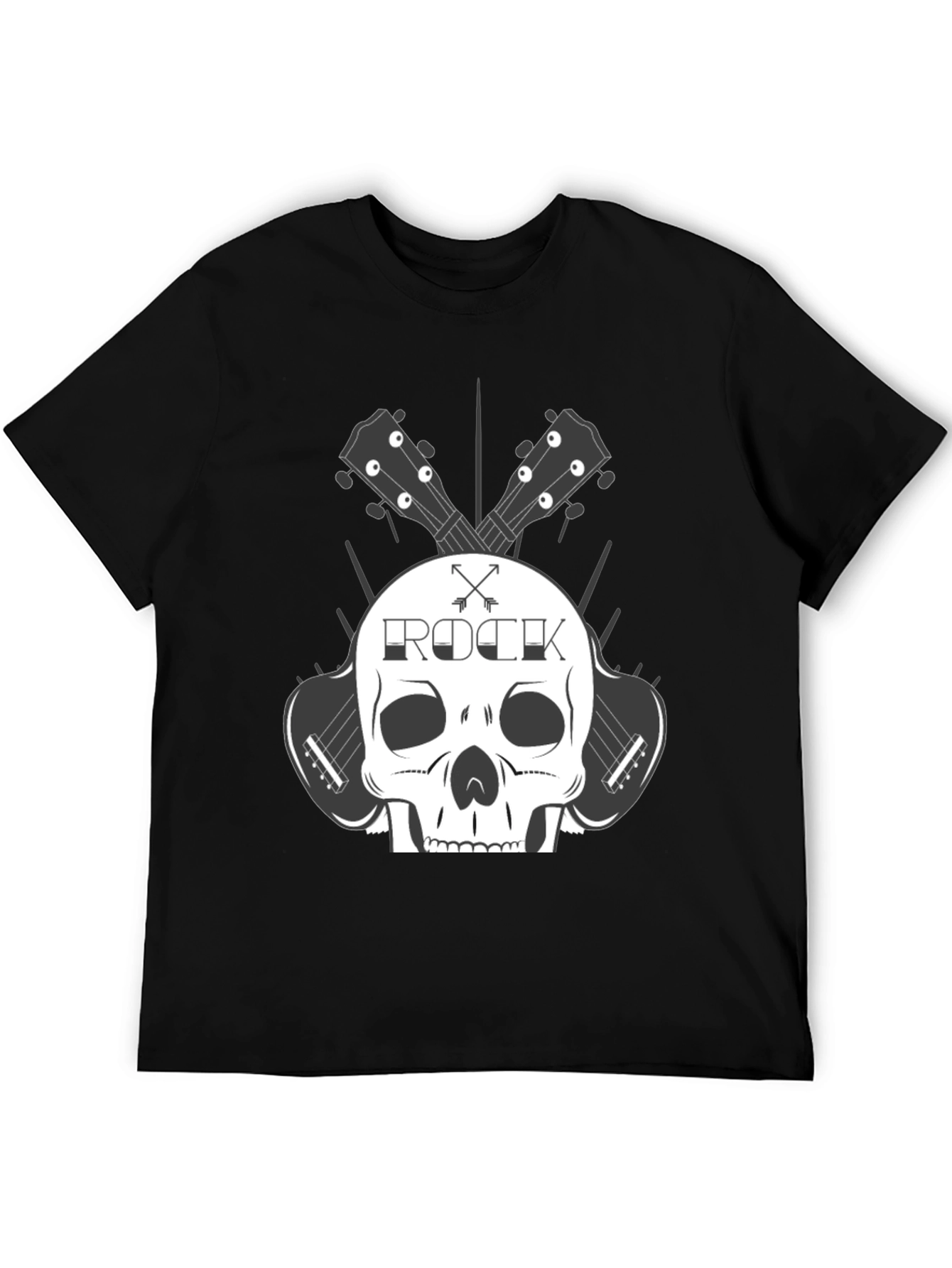 Rock Skull Guitar T-Shirt - Black