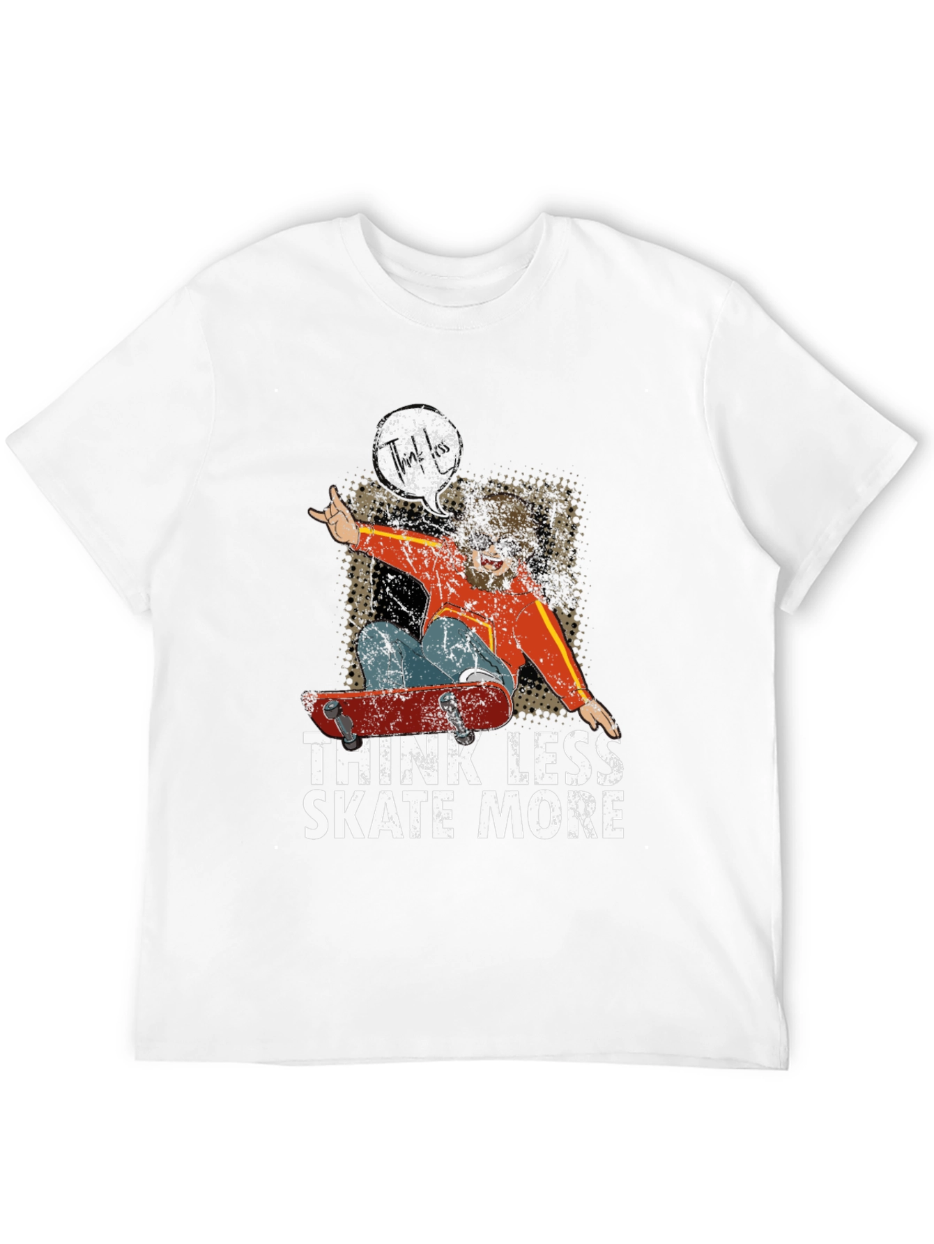 Think Less Skate More Black Graphic Tee