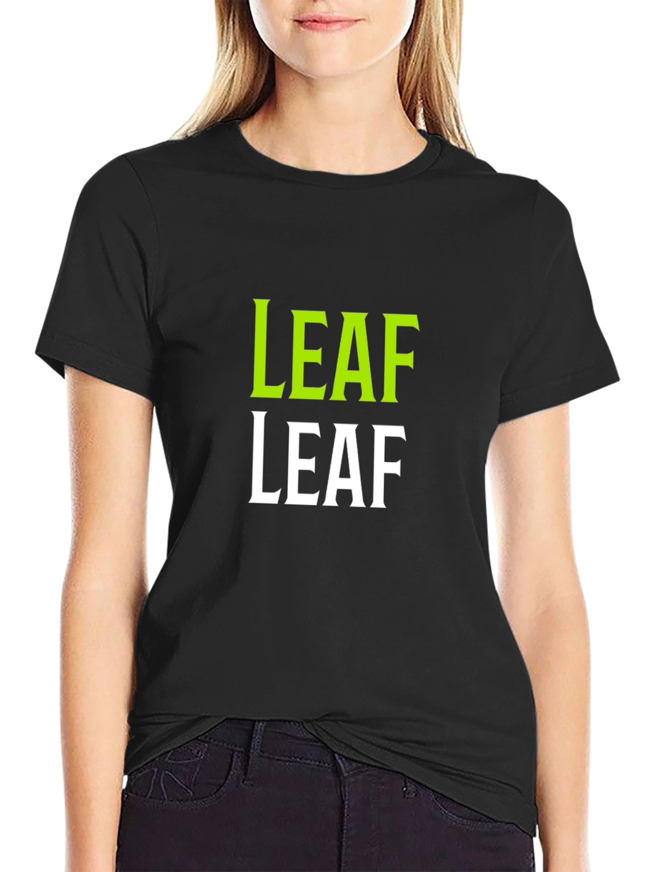 LEAF Graphic Print Black T-Shirt