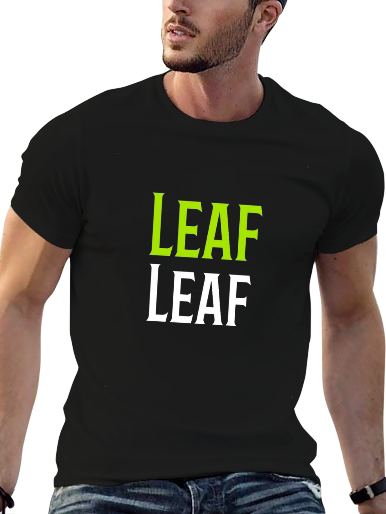 LEAF Graphic Print Black T-Shirt