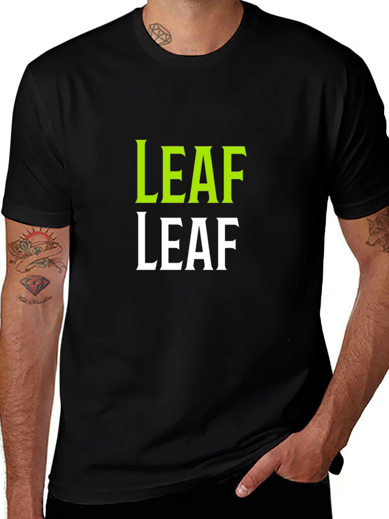 LEAF Graphic Print Black T-Shirt