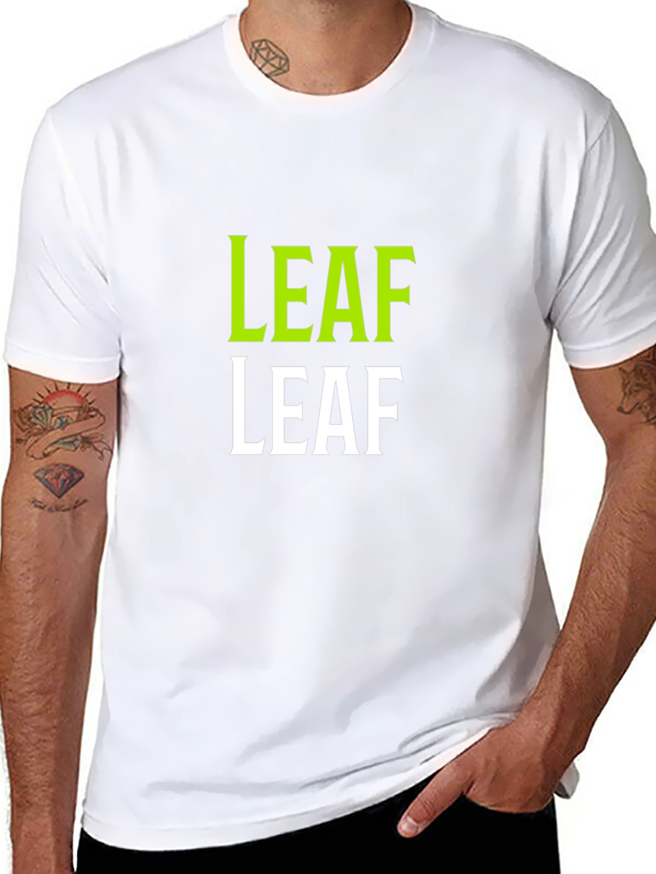 LEAF Graphic Print Black T-Shirt