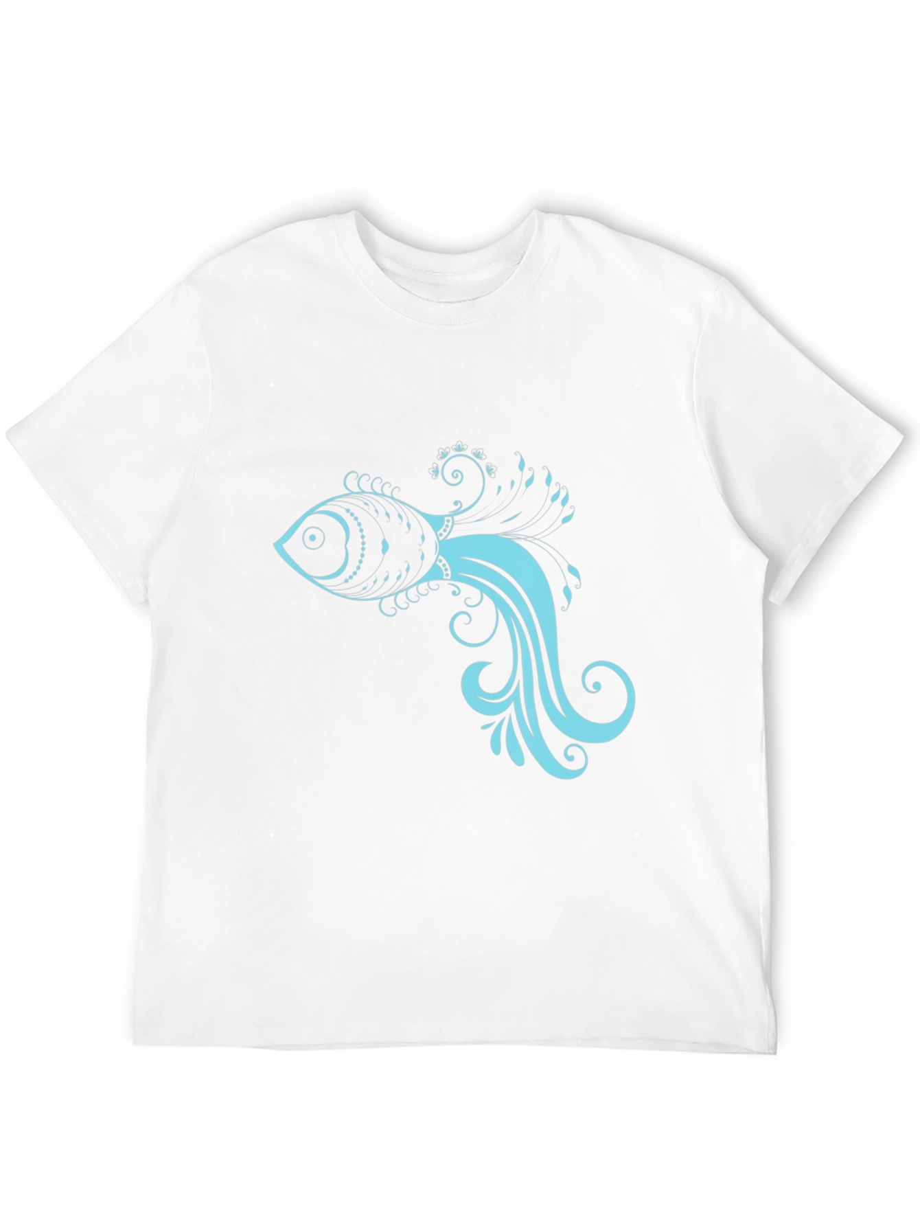 Black T-Shirt with Stylish Teal Fish Design