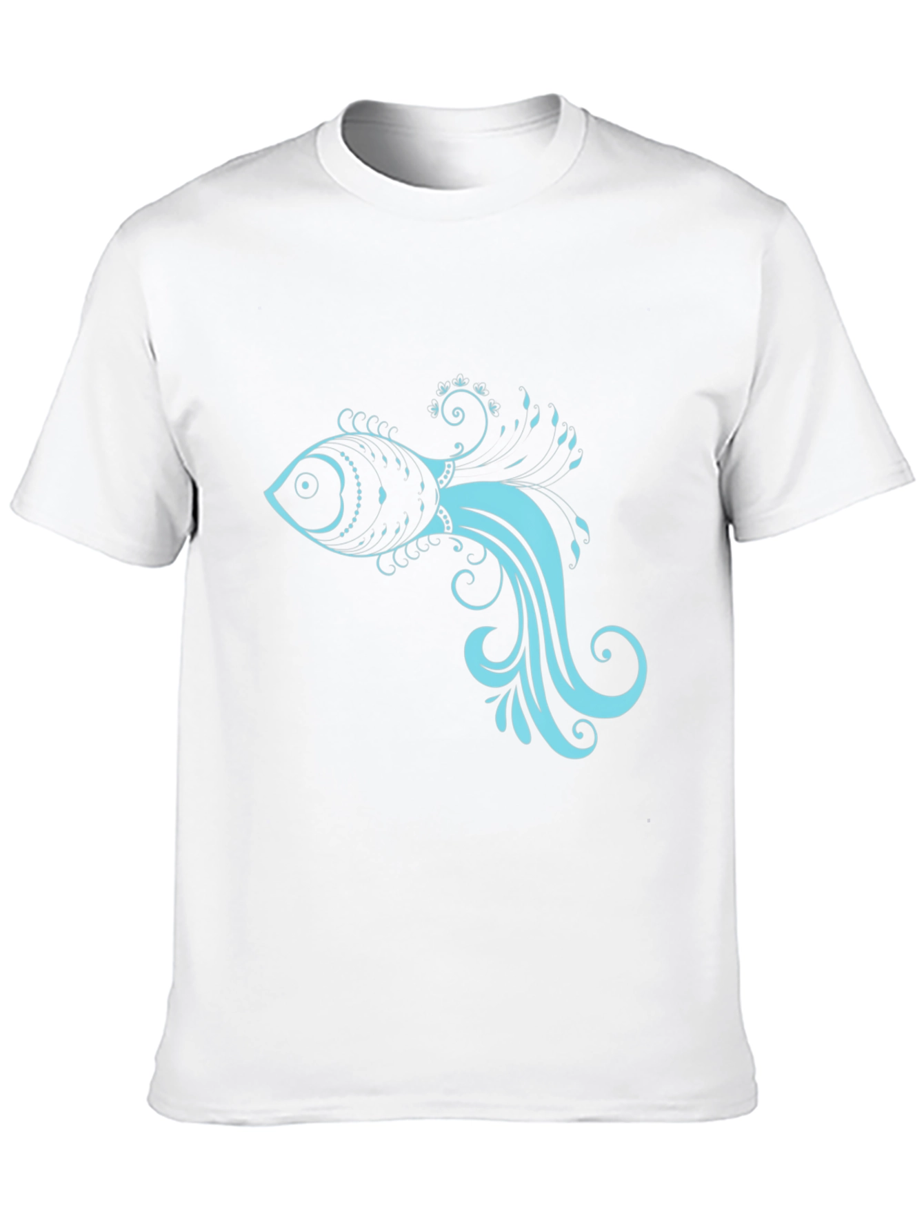 Black T-Shirt with Stylish Teal Fish Design