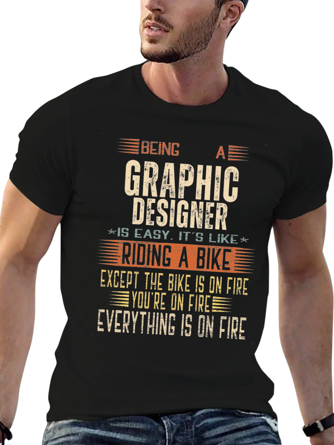 Graphic Designer On Fire T-Shirt Funny Job Tee