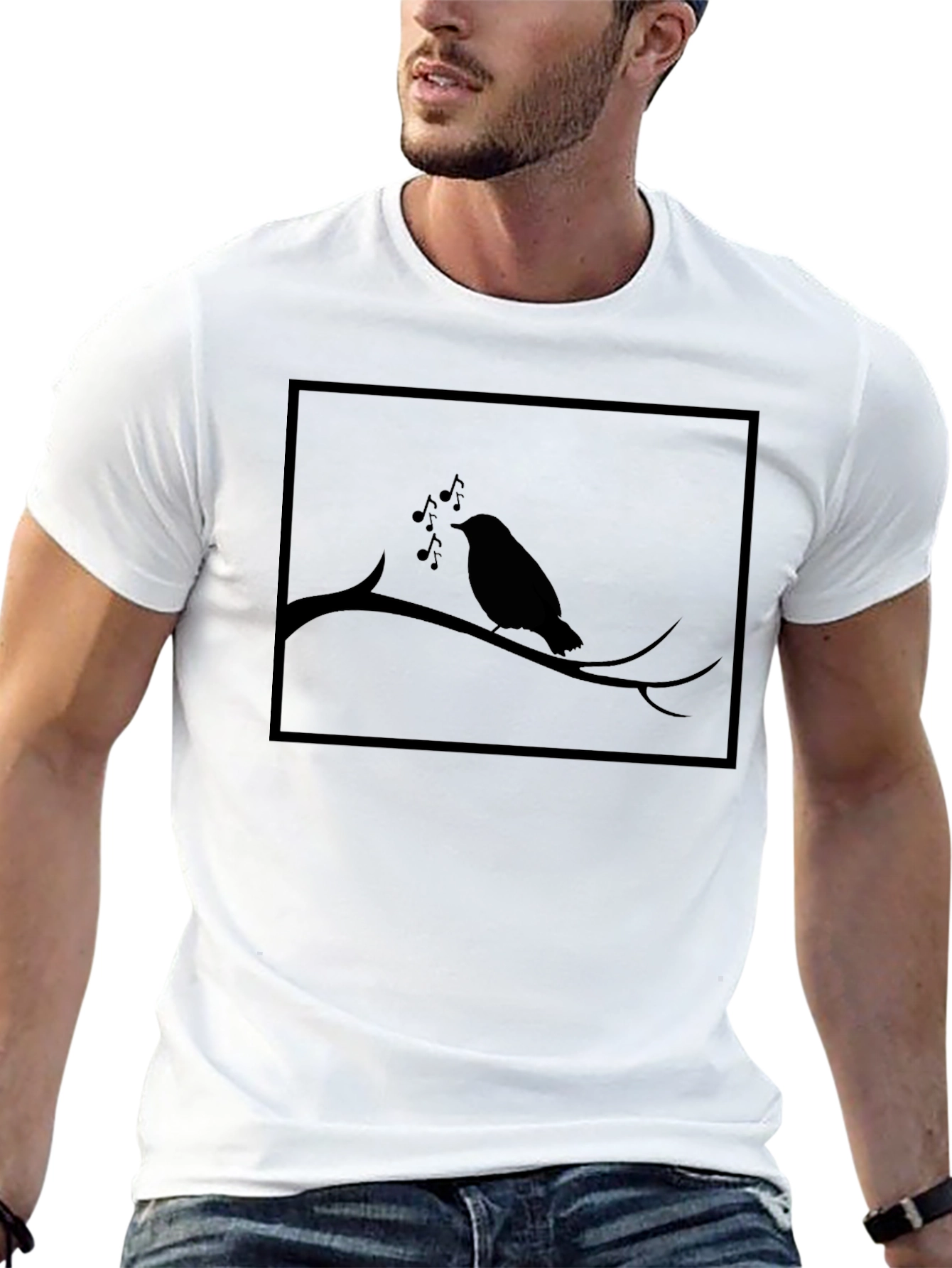 Singing Bird Graphic Black T-Shirt