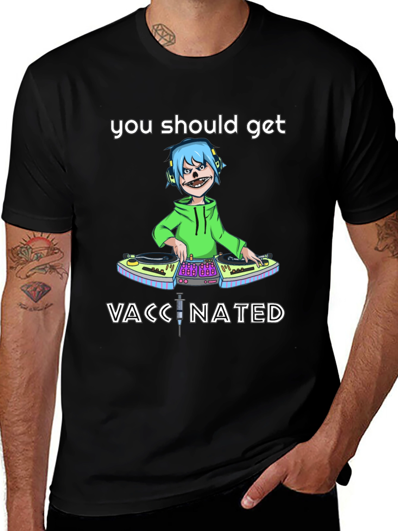 Vaccinated DJ Graphic Tee - Stylish & Comfy