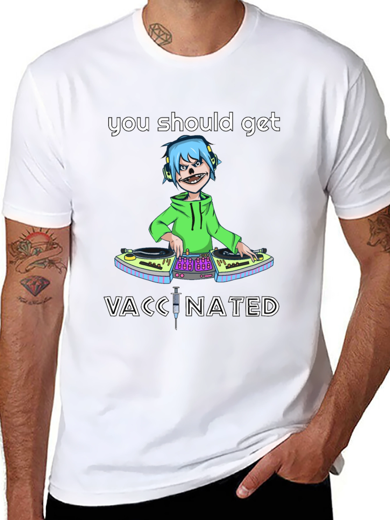 Vaccinated DJ Graphic Tee - Stylish & Comfy
