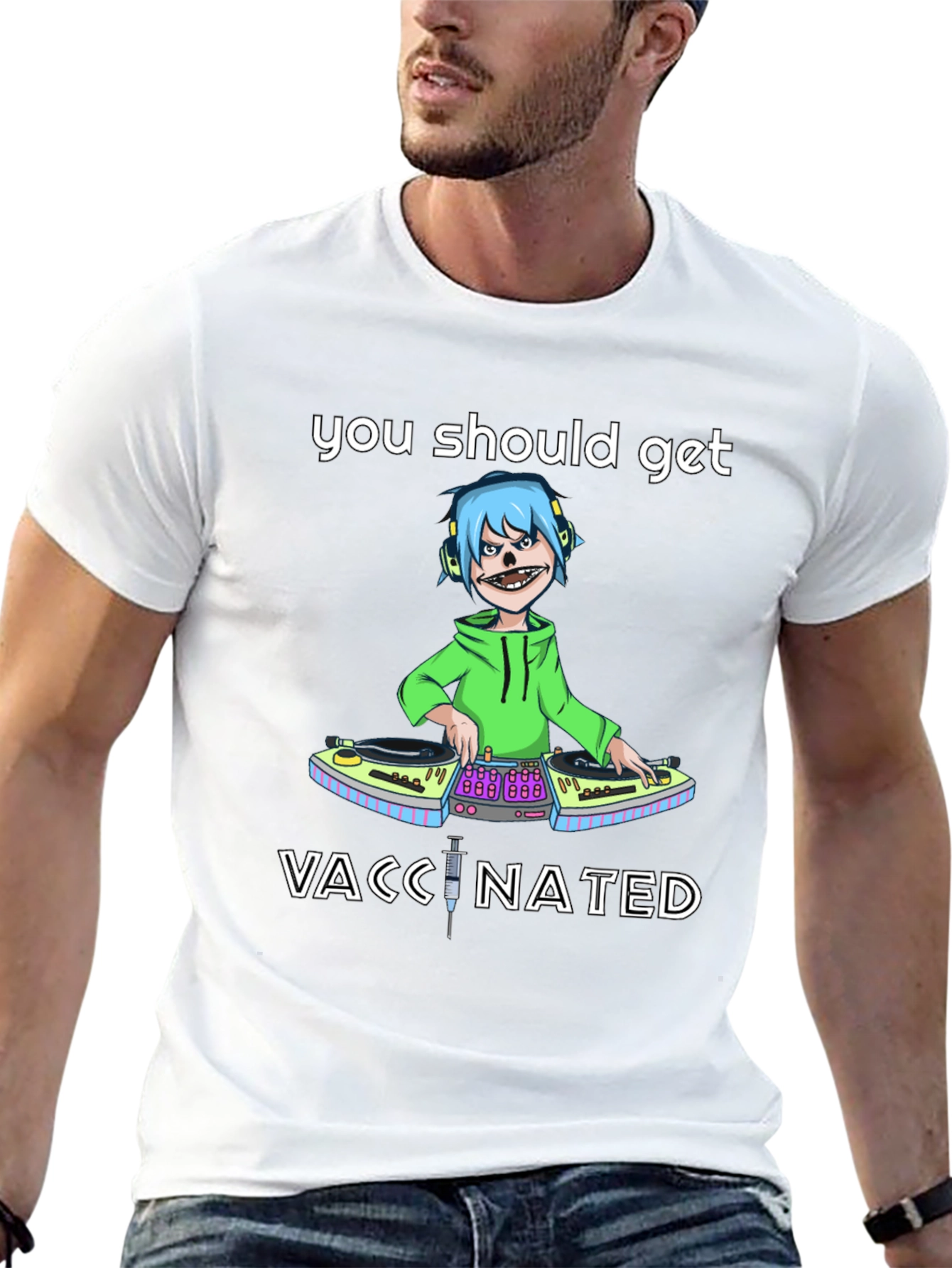 Vaccinated DJ Graphic Tee - Stylish & Comfy