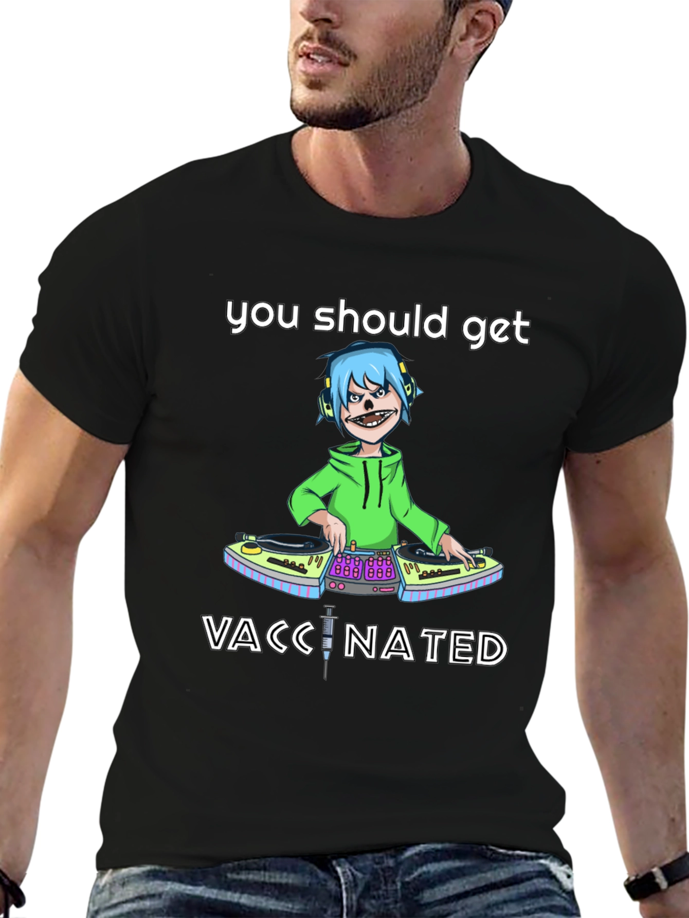 Vaccinated DJ Graphic Tee - Stylish & Comfy