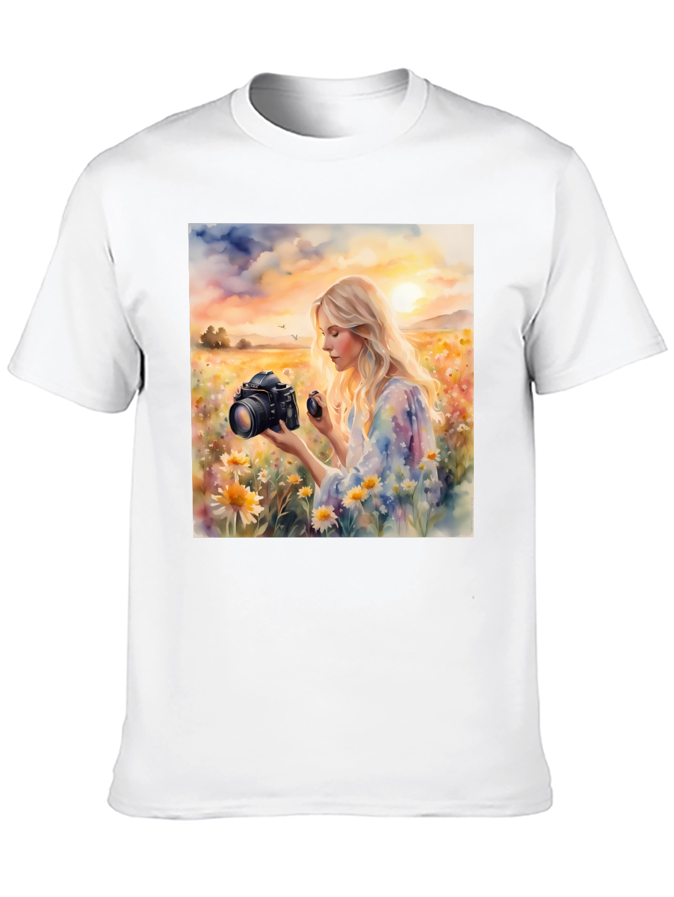 Woman Photographer Art Print Black T-Shirt