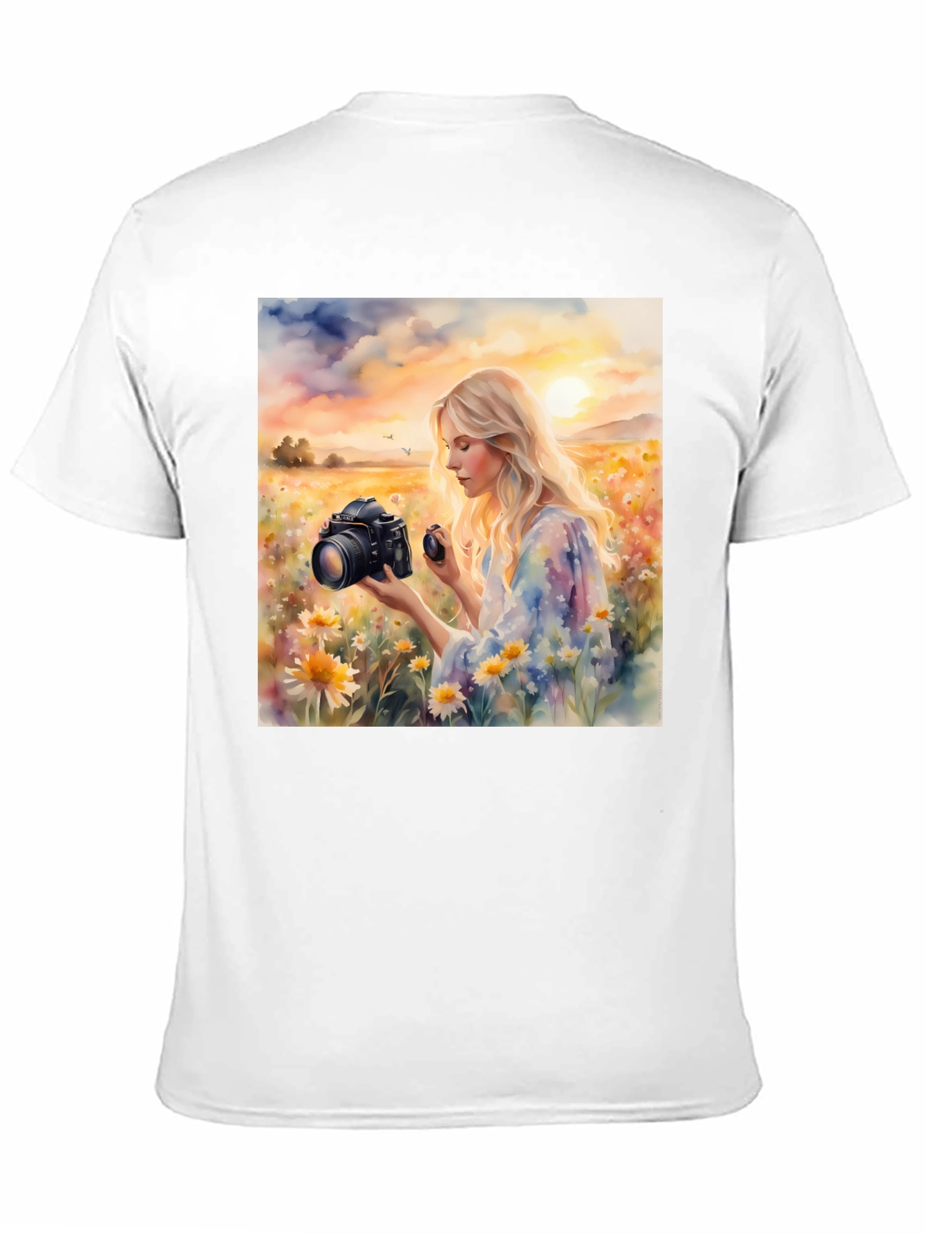 Woman Photographer Art Print Black T-Shirt