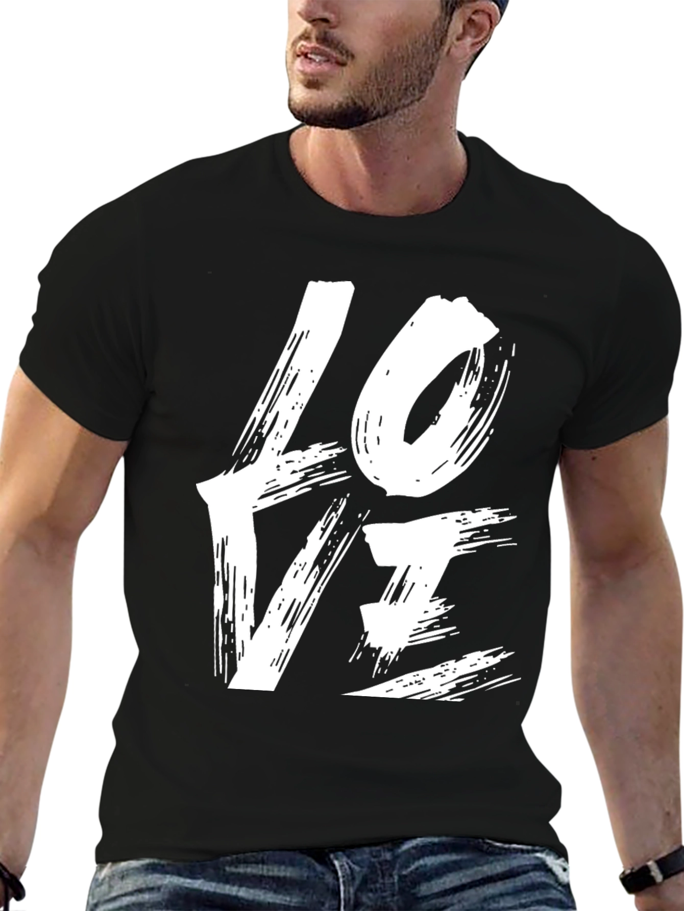 Love Brushstroke Graphic Tee - Black Casual Shirt