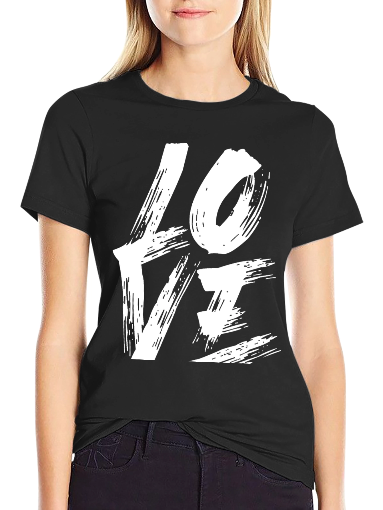 Love Brushstroke Graphic Tee - Black Casual Shirt