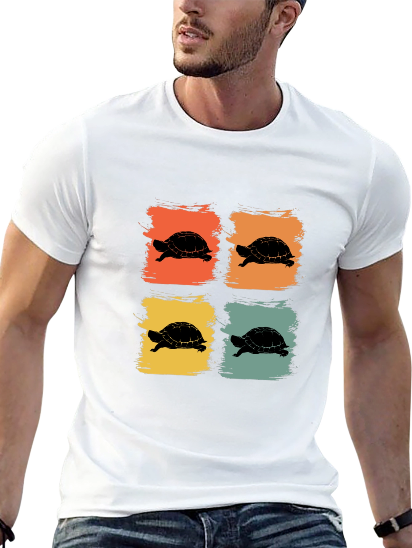 Retro Turtle Silhouette Graphic T-Shirt