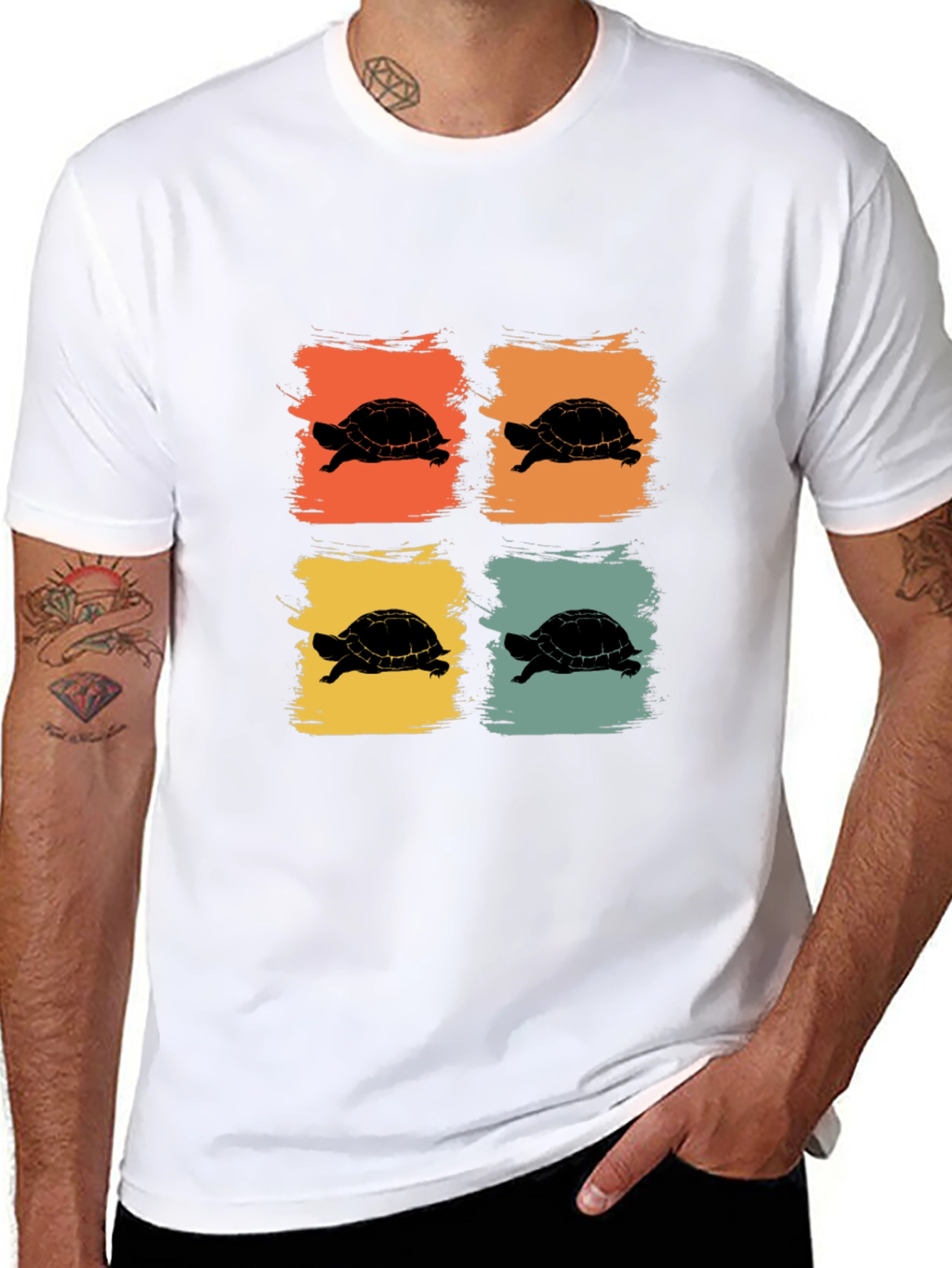 Retro Turtle Silhouette Graphic T-Shirt