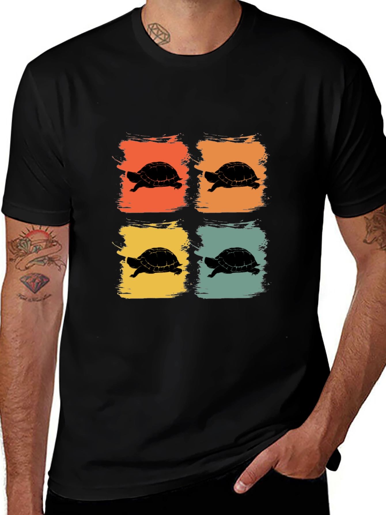 Retro Turtle Silhouette Graphic T-Shirt