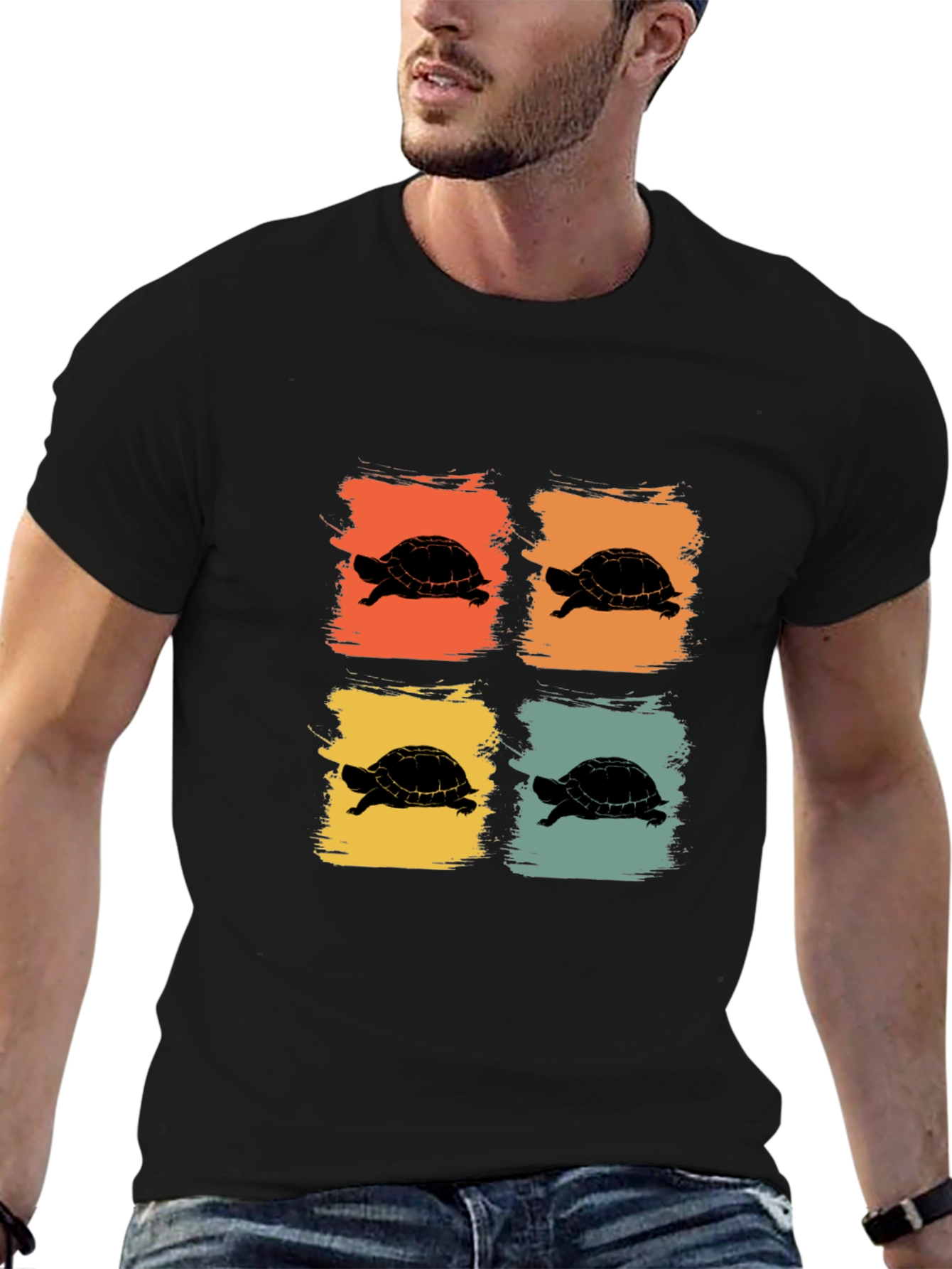 Retro Turtle Silhouette Graphic T-Shirt