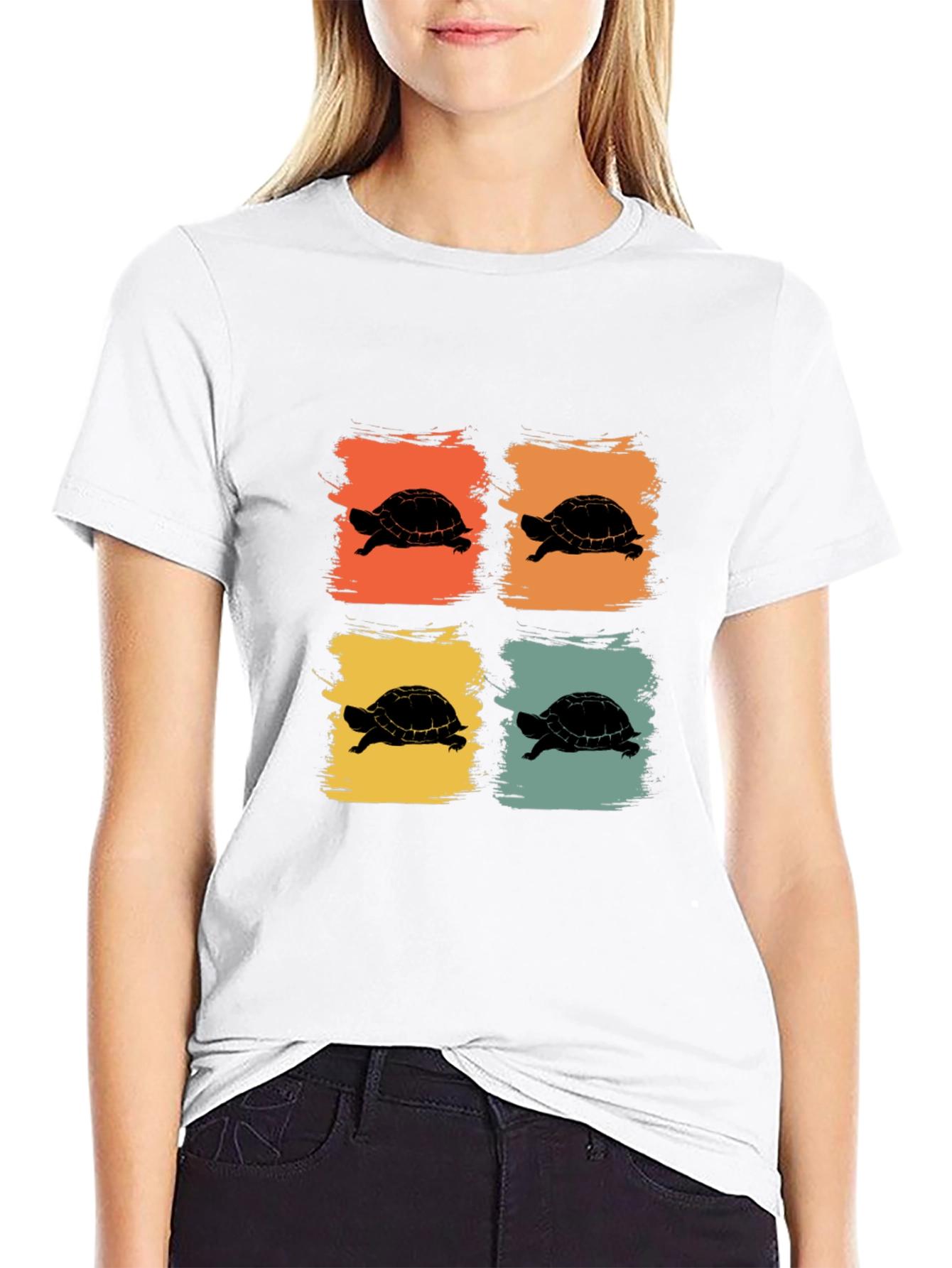 Retro Turtle Silhouette Graphic T-Shirt