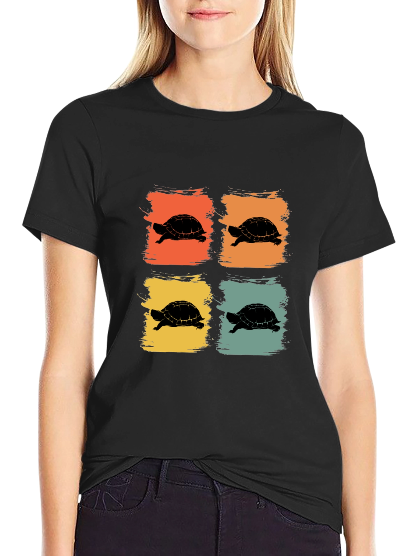 Retro Turtle Silhouette Graphic T-Shirt