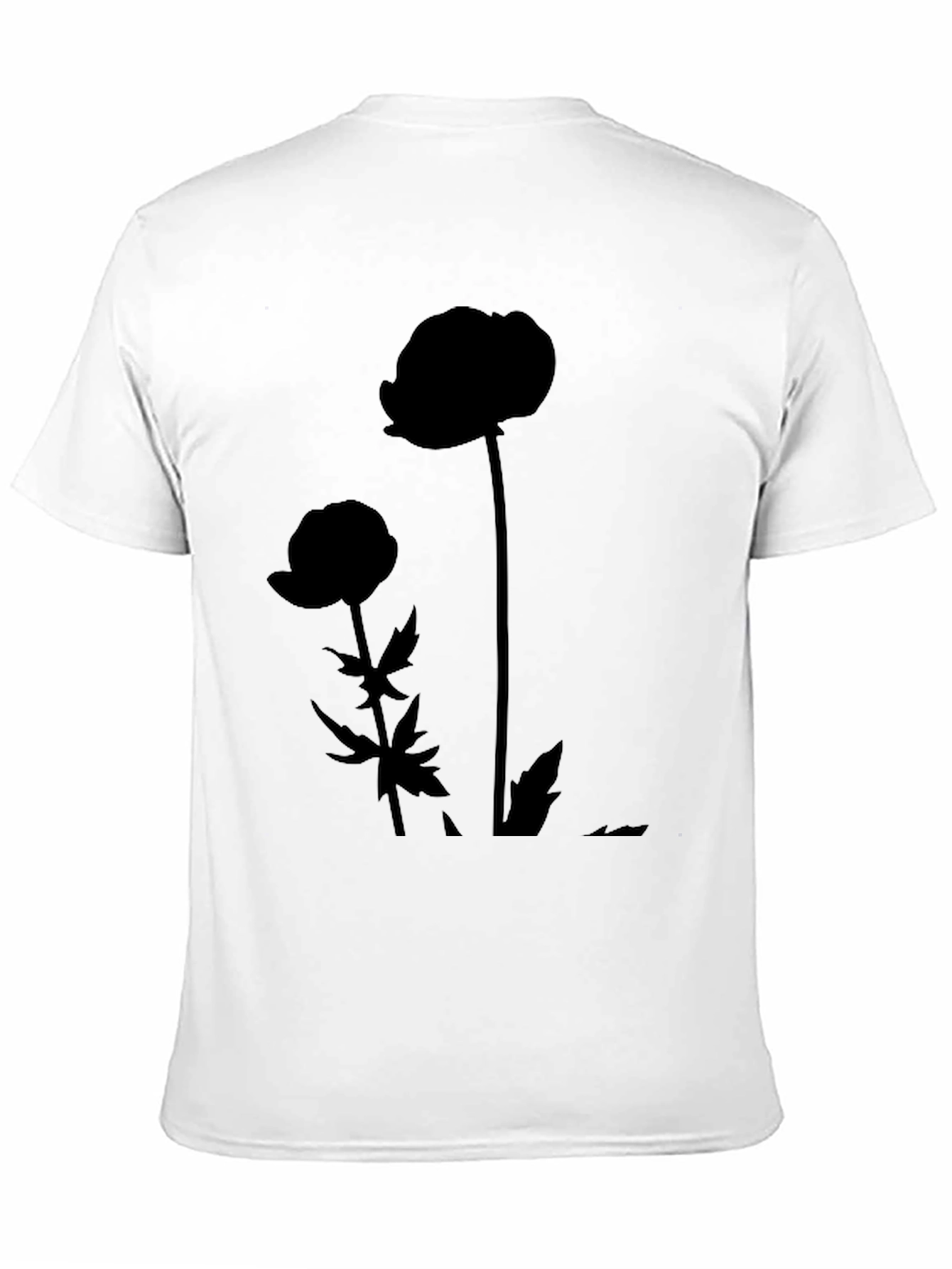 Minimalist Flower Silhouette Black T-Shirt