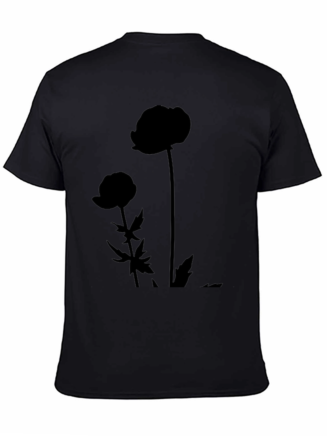 Minimalist Flower Silhouette Black T-Shirt