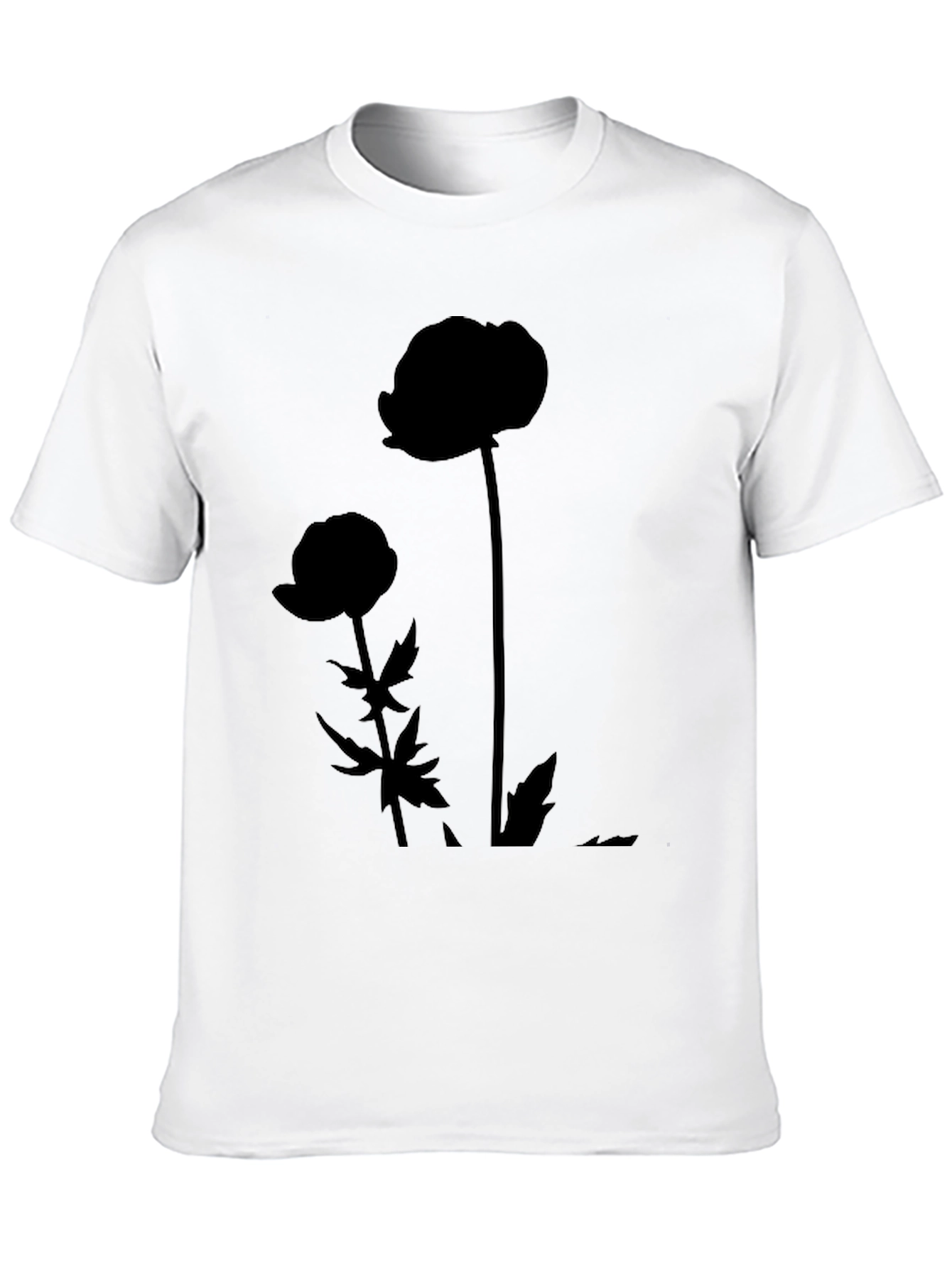 Minimalist Flower Silhouette Black T-Shirt