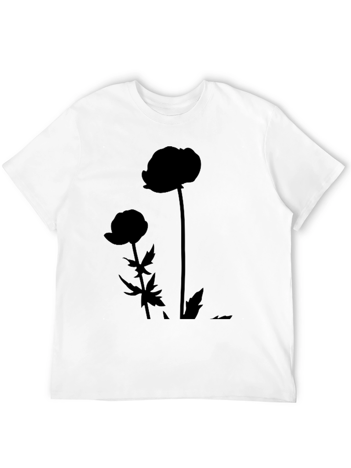 Minimalist Flower Silhouette Black T-Shirt
