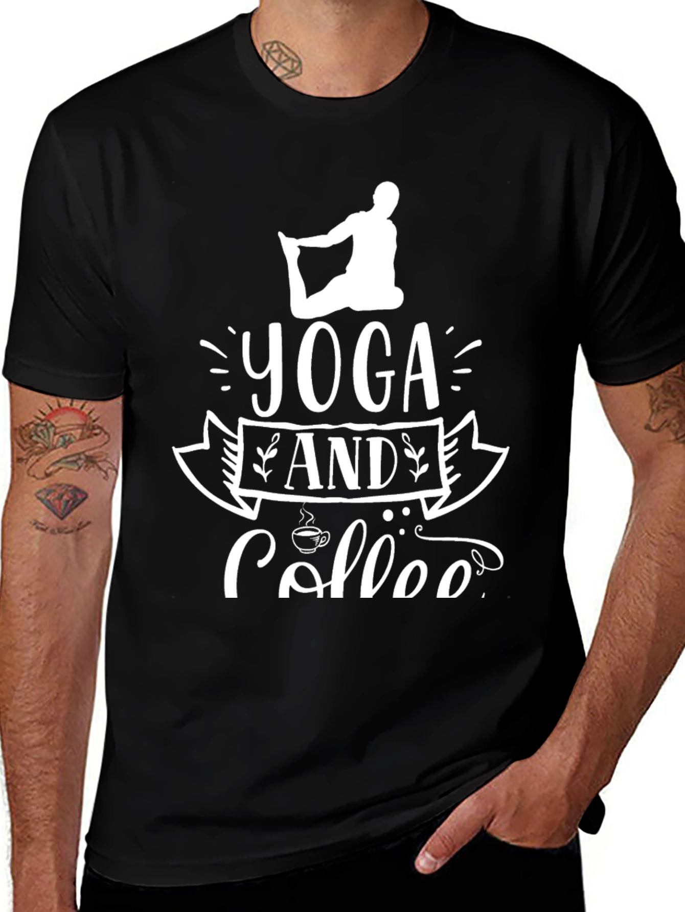 Yoga and Coffee Black T-Shirt