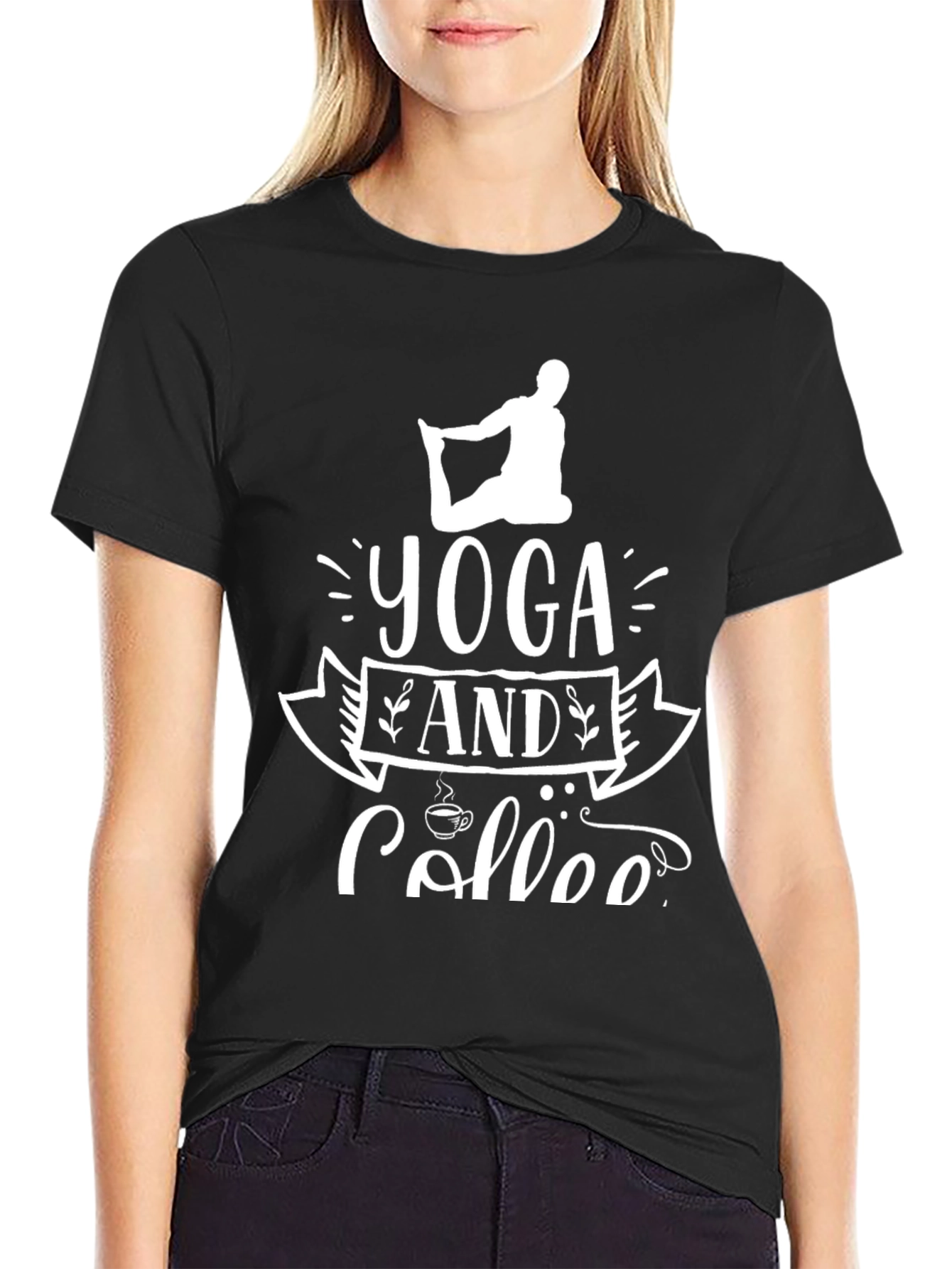 Yoga and Coffee Black T-Shirt