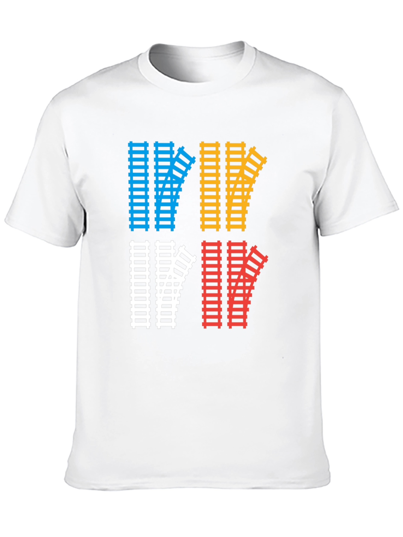 Train Track Graphic Tee - Quirky Railroad Shirt