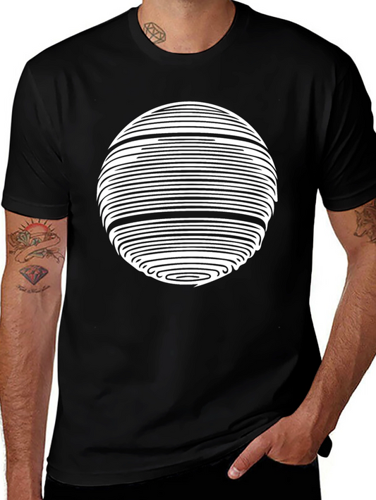Abstract Circle Graphic Tee - Modern Black T-Shirt