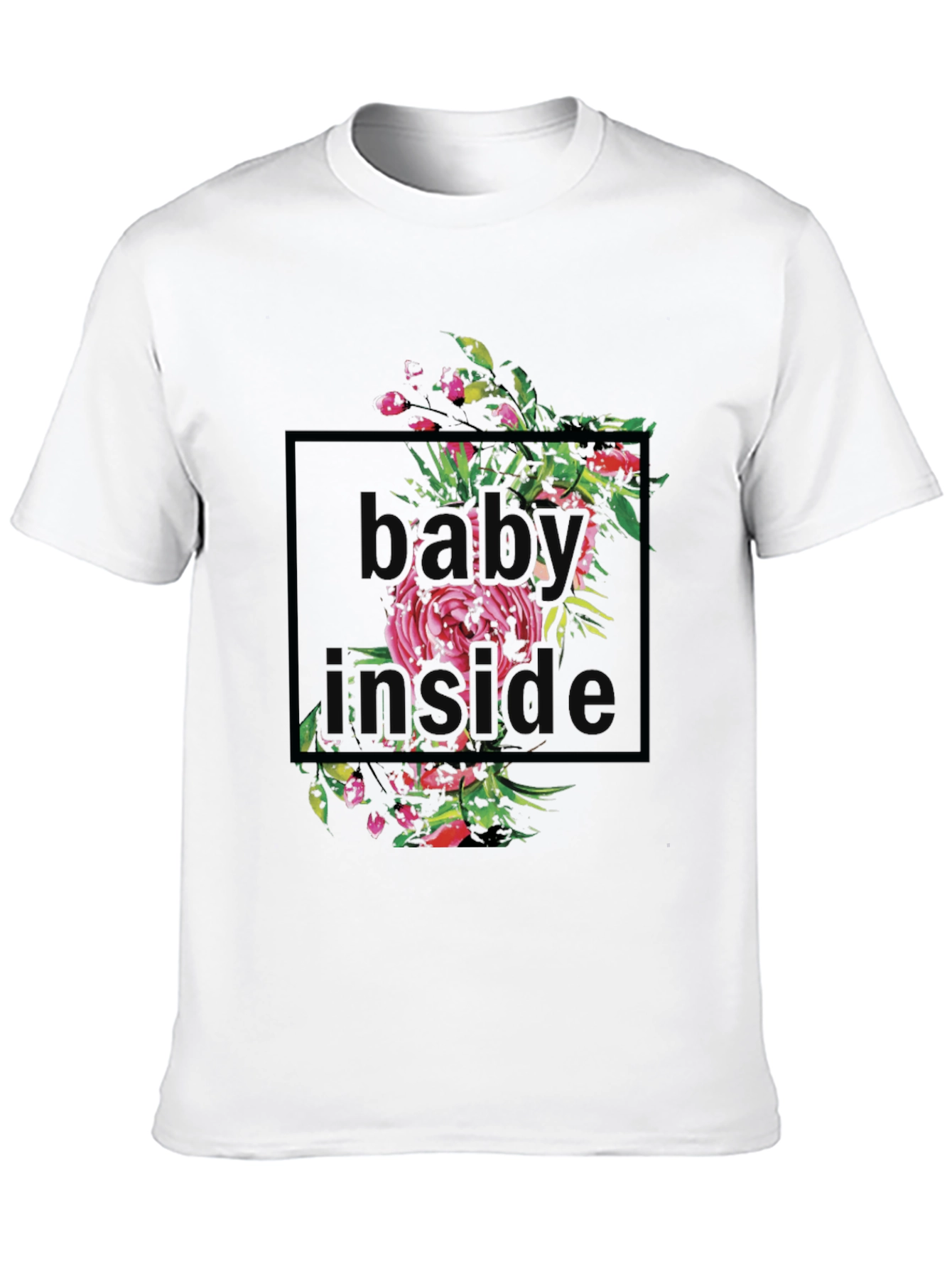 Floral Baby Inside Graphic T-Shirt - Black