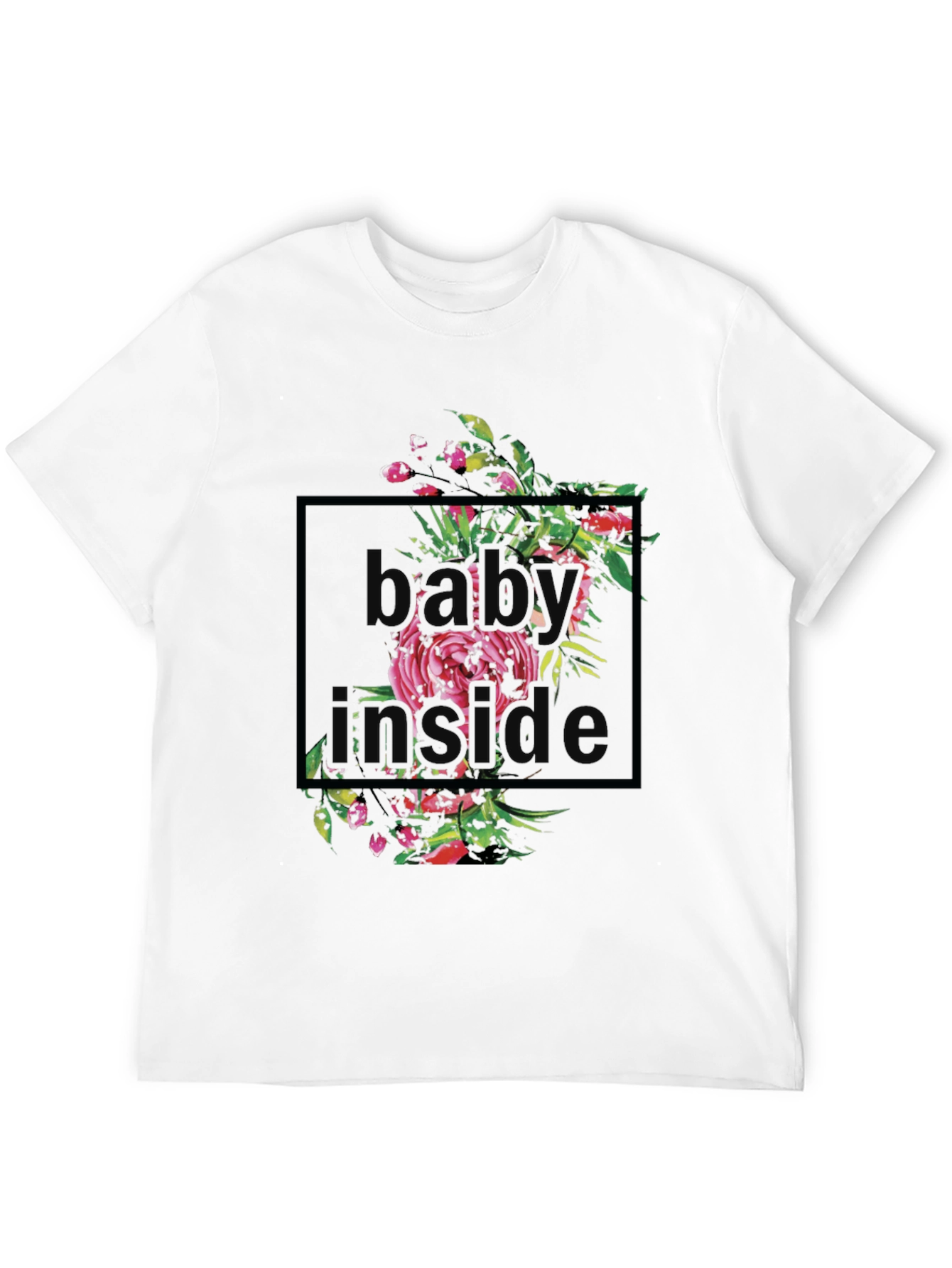 Floral Baby Inside Graphic T-Shirt - Black