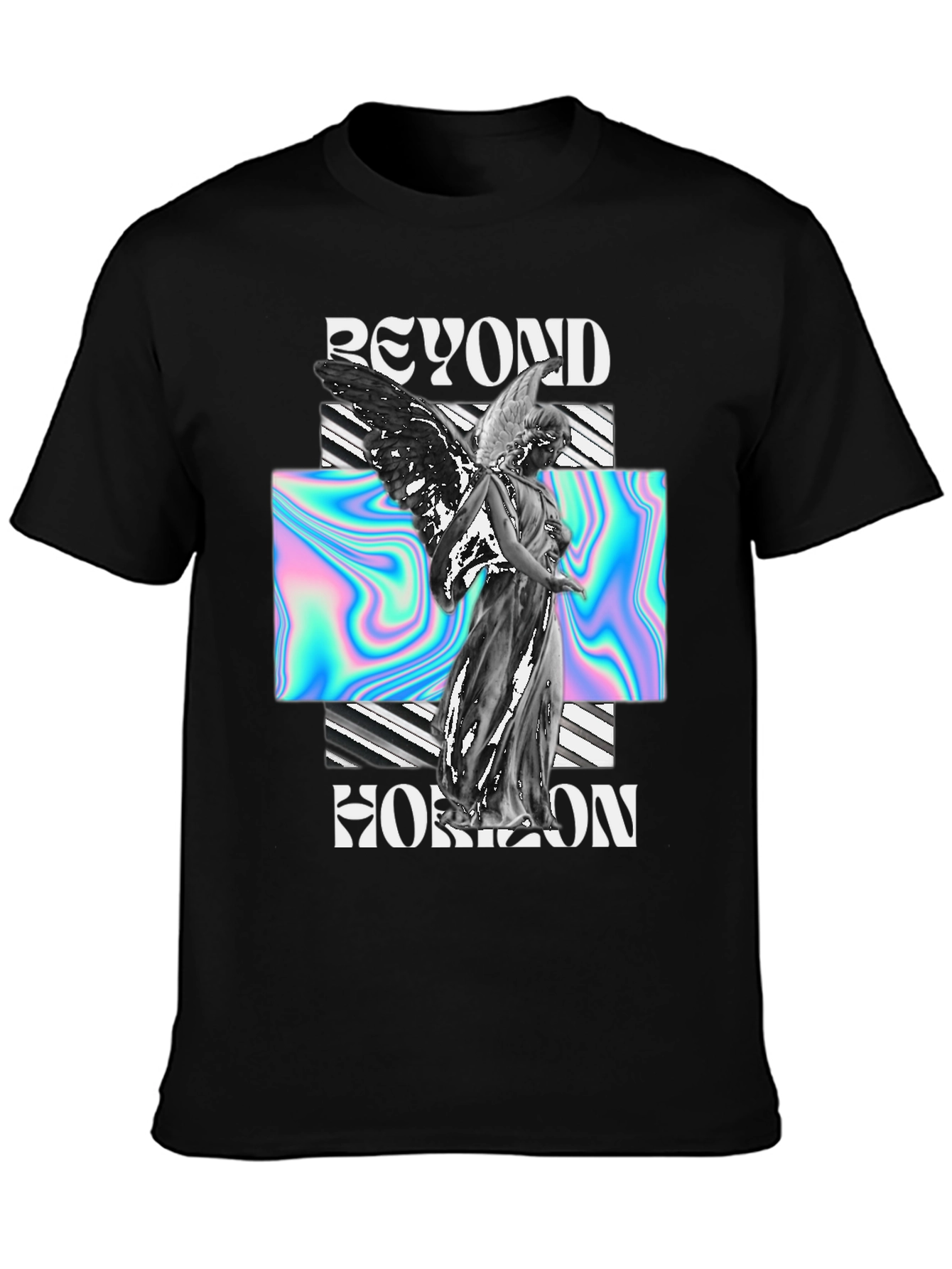 Beyond Horizon Angel Graphic Black T-Shirt