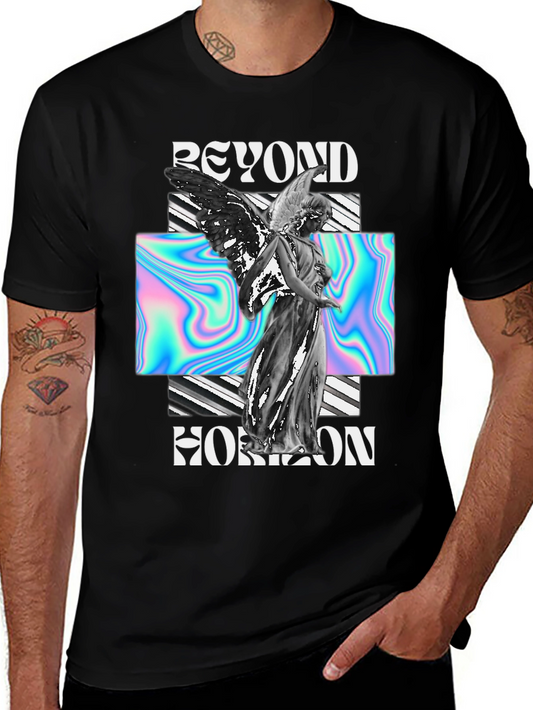 Beyond Horizon Angel Graphic Black T-Shirt