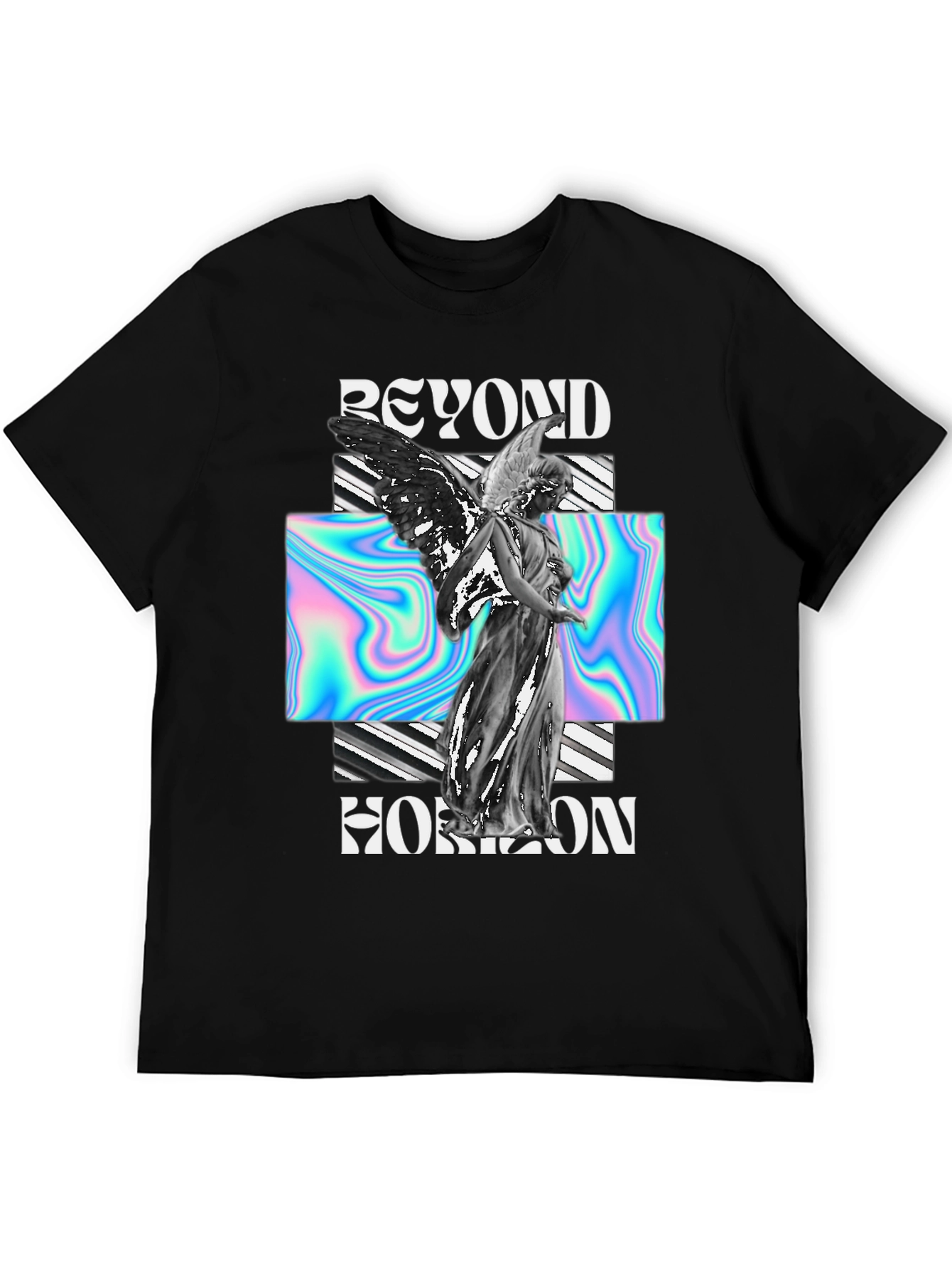 Beyond Horizon Angel Graphic Black T-Shirt