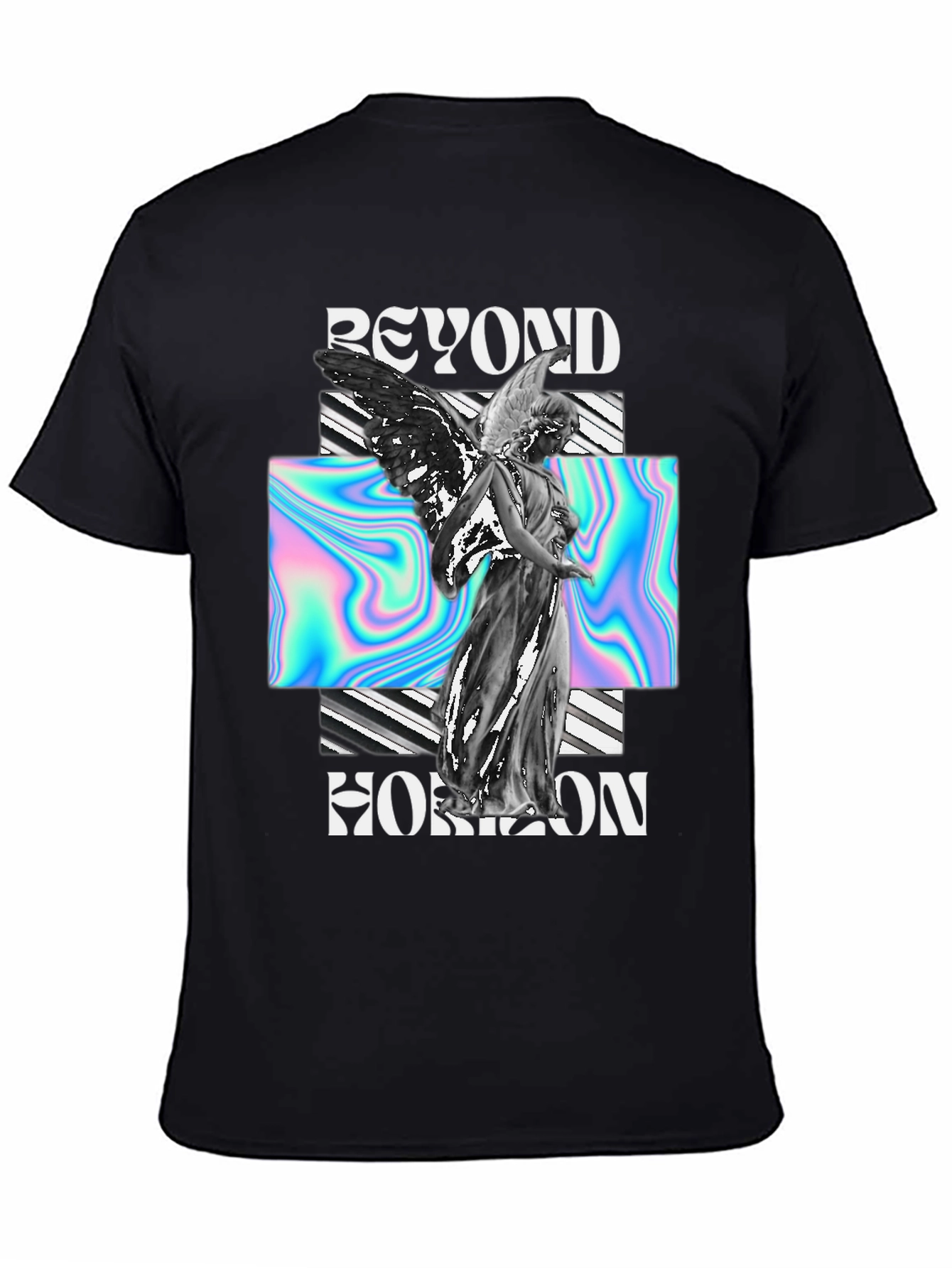 Beyond Horizon Angel Graphic Black T-Shirt