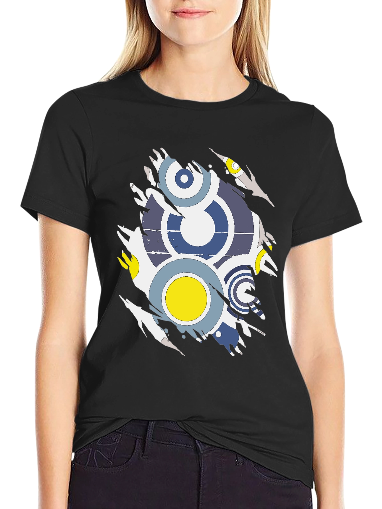 Torn Graphic Tee - Retro Circle Design