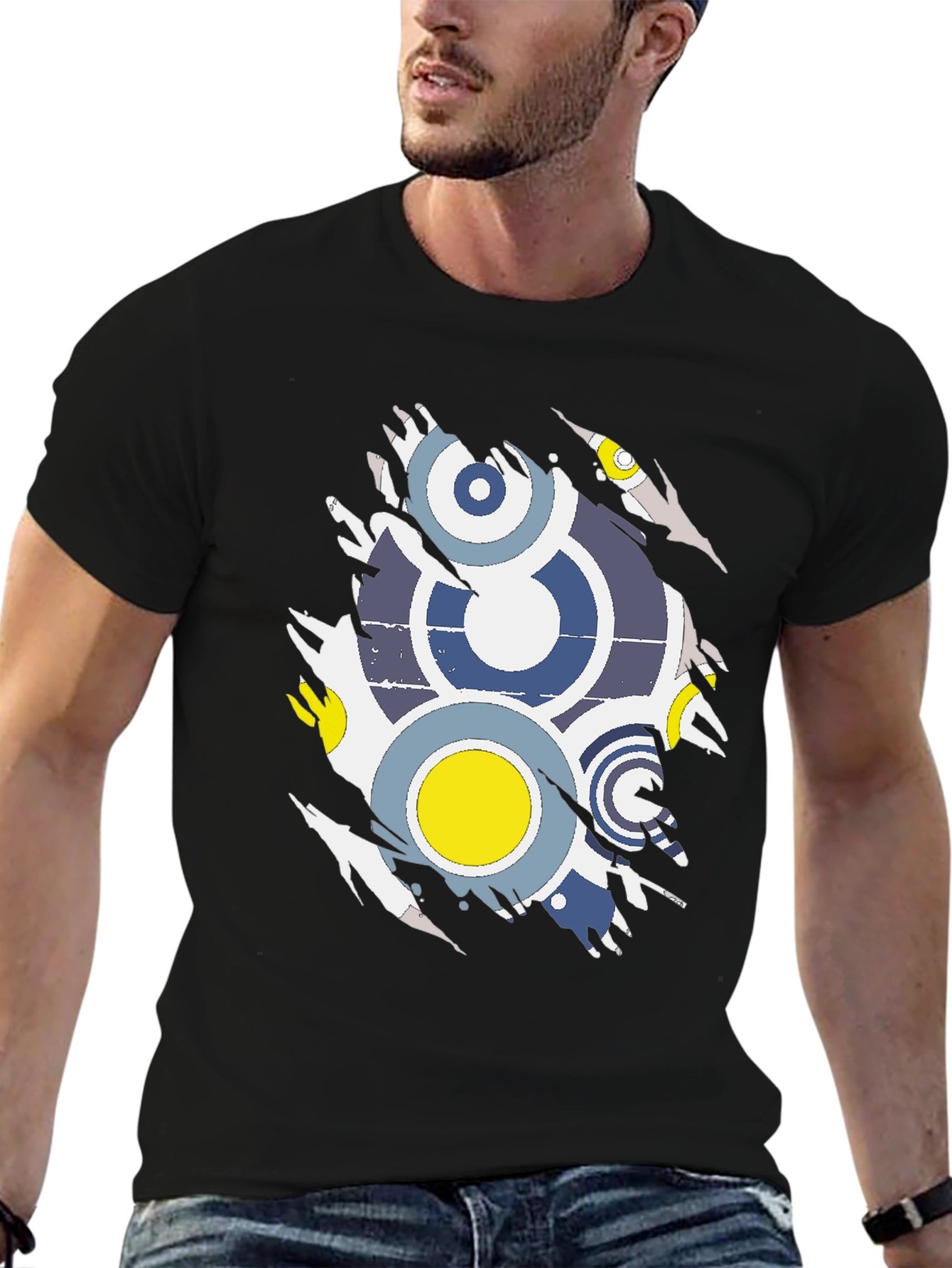 Torn Graphic Tee - Retro Circle Design